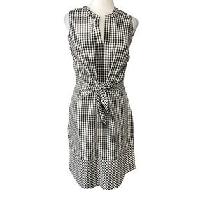 Vineyard Vines Black and White Gingham Tie-Waist Sleeveless Dress